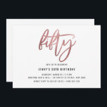 Minimalistische Rose Goldfoil 50. Geburtstagsfeier Einladung<br><div class="desc">Diese minimalistische 50. Geburtstagsfeier lädt mit einer auffälligen Goldfolie der Rose '50' zum Verweilen ein. Bitte beachten Sie, dass die Goldfolie der Rose nur eine Textur ist, keine echte Folie. Für eine erweiterte Anpassung dieses Designs, z.B. das Ändern des Layouts, des Schriftartes oder der Textgröße, klicken Sie bitte auf den...</div>