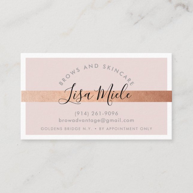 MINIMALISTISCHE Rose Goldstreifen Visitenkarte (Vorderseite)