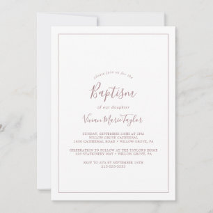 Minimalistische Rose Goldtaufe Einladung