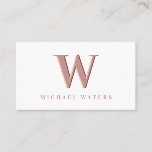 Minimalistische Rose Monogram Logo Embossed Effect Visitenkarte