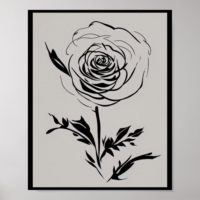 Minimalistische Rose Poster (Vorne)