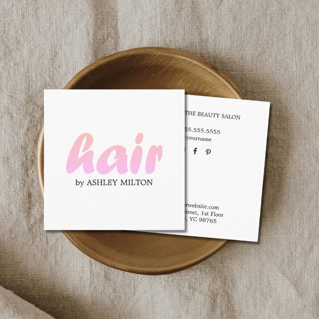 Minimalistische Rose Weißhaar Stylist Quadratische Visitenkarte (Von Creator hochgeladen)