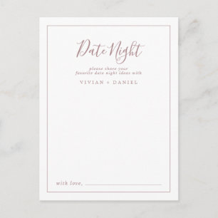 Minimalistische Roségold-Date-Night-Ideen-Karten Postkarte