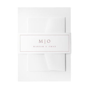 Minimalistische Roségold-Monogramm-Hochzeit  Einladungsbanderole