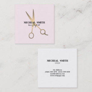 Minimalistische Rosen-Faux-Gold-Schere Friseur Quadratische Visitenkarte