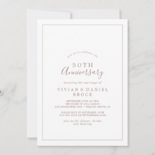 Minimalistische Rosen-Goldene 50. Hochzeitstag-Jub Einladung