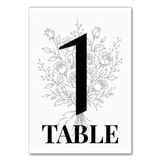 Minimalistische Rosen-Hochzeitstisch-Nummern Tischnummer