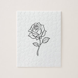 Minimalistische Rosen-Linienkunst Elegante Einfarb