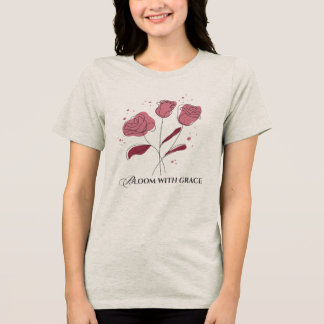 Minimalistische Rosen-Linienkunst Florale Ästhetik Tri-Blend Shirt