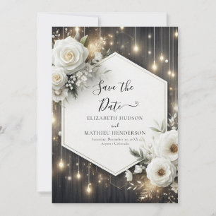 Minimalistische Rosenhochzeit Save The Date