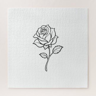 Minimalistische Rosenliniengrafik Elegantes Blumen