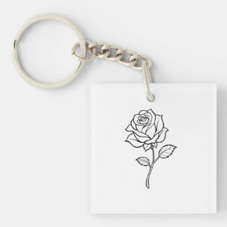 Minimalistische Rosenliniengrafik Elegantes Blumen Schlüsselanhänger