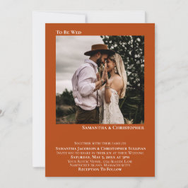 Minimalistische Rost-Orangen-Foto-Hochzeit Einladung