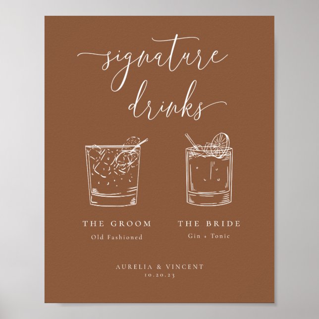 Minimalistische Rostsignatur Drinks Poster (Vorne)