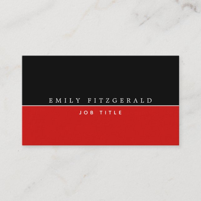 Minimalistische rot-schwarz-weiße Typografie Visitenkarte (Vorderseite)