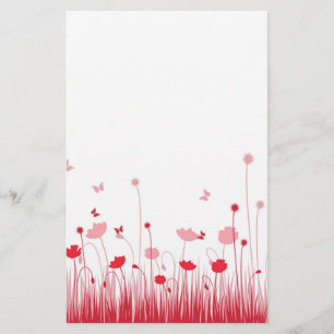 Minimalistische Rot- und Weißblüten Briefpapier