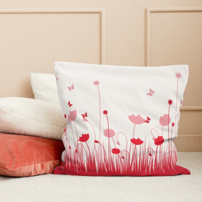 Minimalistische Rot- und Weißblüten Kissen (Von Creator hochgeladen)