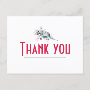 Minimalistische Rot und Weiße Blüte Danke Karte
