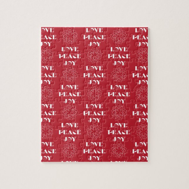 Minimalistische Rot-Weiß-Liebe, Frieden, Freude (Vertikal)