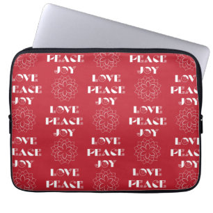 Minimalistische Rot-Weiß-Liebe, Frieden, Freude Laptopschutzhülle