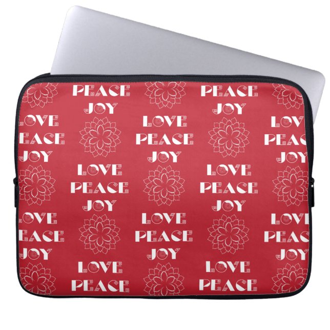 Minimalistische Rot-Weiß-Liebe, Frieden, Freude Laptopschutzhülle (Vorderseite)