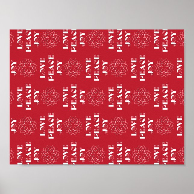 Minimalistische Rot-Weiß-Liebe, Frieden, Freude Poster (Vorne)