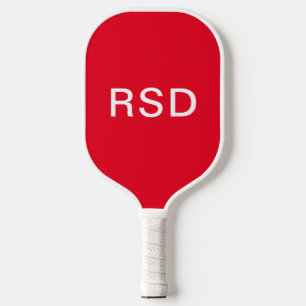 Minimalistische Rot-Weiß-Monogramm-Initialen Pickleball Schläger