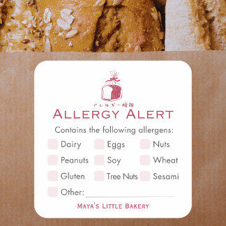 Minimalistische rote Brotlaib-Allergie-Warnung Quadratischer Aufkleber