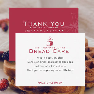 Minimalistische rote Brotlaib-Bäckerei-Pflegehinwe Dankeskarte