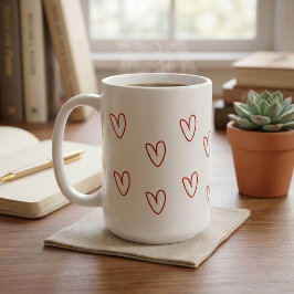 Minimalistische rote Doodle-Herzen im All-Over-Pri Kaffeetasse