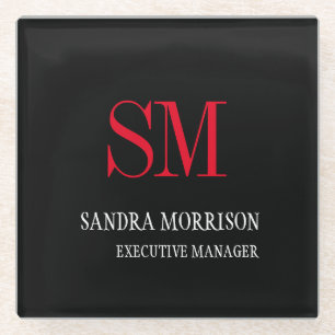 Minimalistische Rote Handschrift Glasuntersetzer