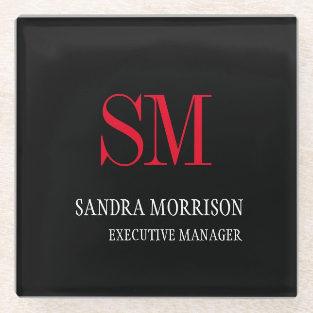 Minimalistische Rote Handschrift Glasuntersetzer (Vorderseite)