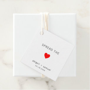 Minimalistische rote Herz moderne Hochzeit Geschenkanhänger