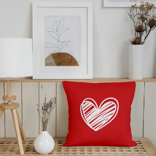 Minimalistische rote Herz-Wurfkissen Kissen