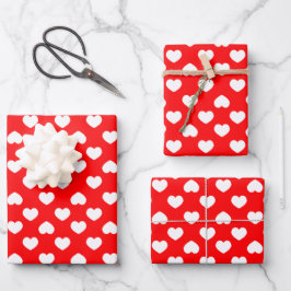 Minimalistische rote Herzen Geschenkpapier Set
