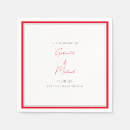 Minimalistische Rote Hochzeit mit Weiß und Kirsche Serviette