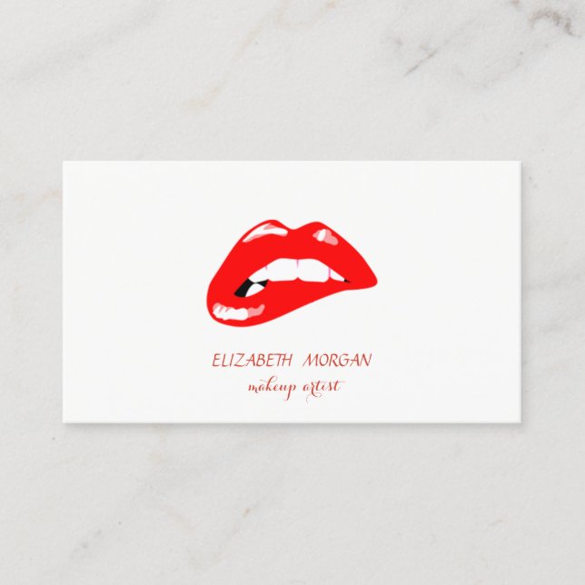 Minimalistische, rote Lippen, Makeup-Künstler Visitenkarte (Vorderseite)