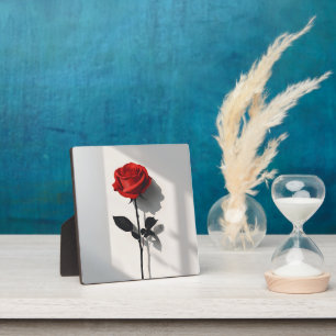 Minimalistische Rote Rose - Botanische Kunstdrucke Fotoplatte