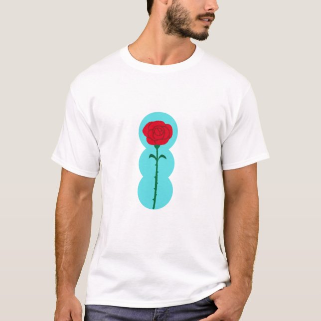 Minimalistische Rote Rose - Romantisches Blumendes T-Shirt (Vorderseite)
