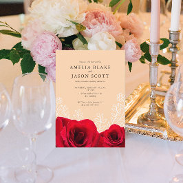 Minimalistische Rote Rose zur Einladung von Cremes