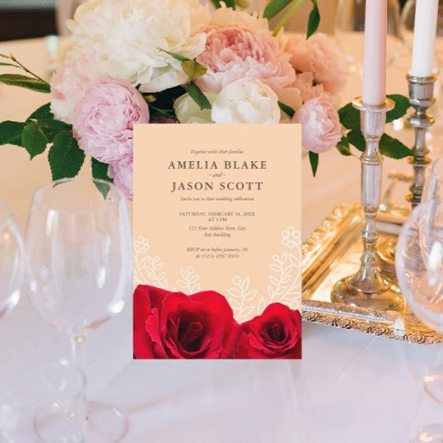 Minimalistische Rote Rose zur Einladung von Cremes (Von Creator hochgeladen)