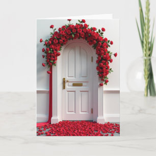 Minimalistische rote Rosen-Türkarte Karte