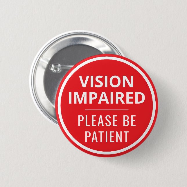 Minimalistische rote Typografie Sehbehinderung Button (Vorne & Hinten)
