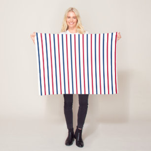 Minimalistische rote und blaue Streifen Modernes M Fleecedecke