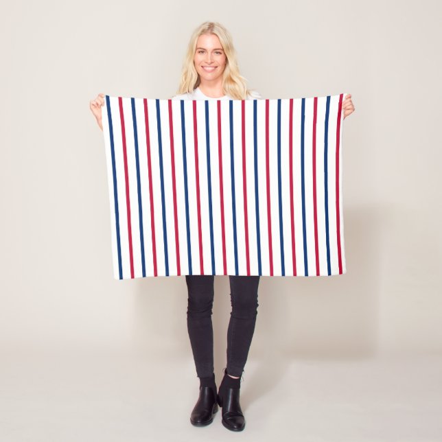 Minimalistische rote und blaue Streifen Modernes M Fleecedecke (Beispiel)