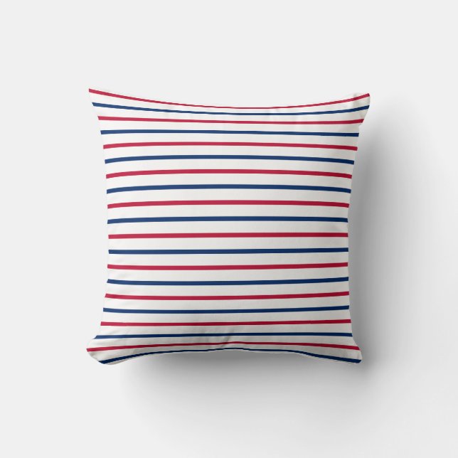 Minimalistische rote und blaue Streifen Modernes M Kissen (Vorderseite)