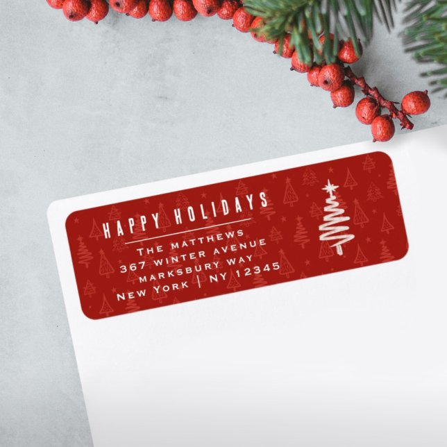 Minimalistische Rote Weihnachtsbaumfamilie kehrt z (Von Creator hochgeladen)