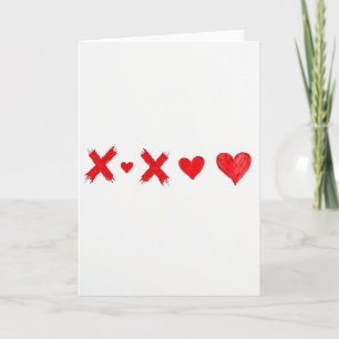 Minimalistische rote Xoxo-Herzen-Karte Karte