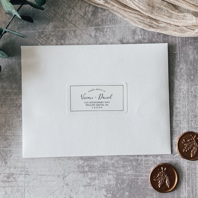 Minimalistische RSVP-Adressenzeichen für Hochzeite Adressaufkleber (Von Creator hochgeladen)