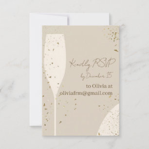Minimalistische RSVP-Karte Beige & Elfenbein Cha Dankeskarte